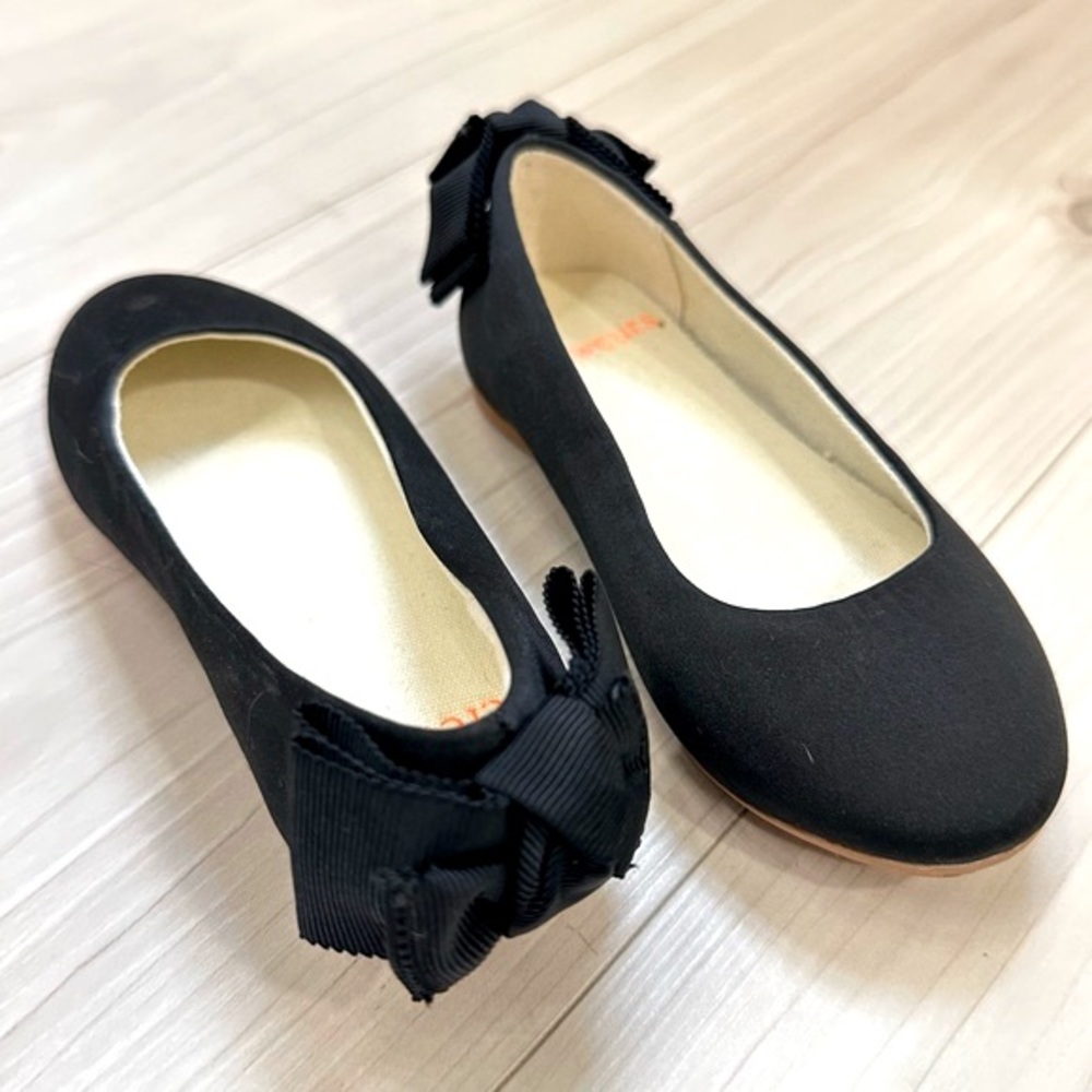 J.Crew CrewCuts Girls Satin Ballet Flats Dress Shoes Size 8 Black 35396